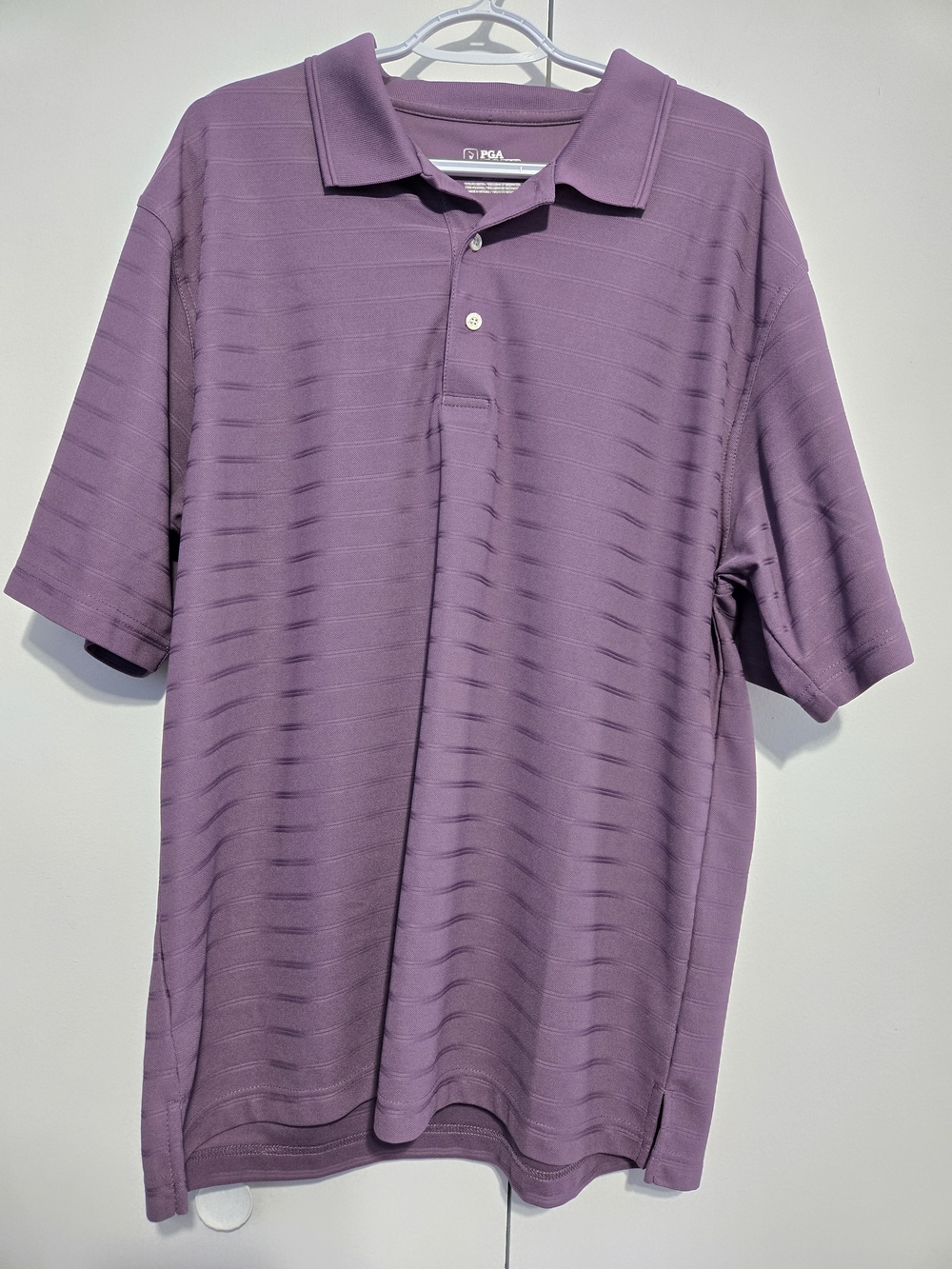PGA TOUR Men’s Purple Golf Polo Shirt XL Striped Performance Short Sleeve